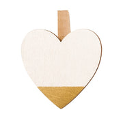 Wooden Gold Tipped Heart Clips (Set of 12)