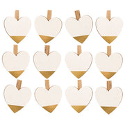Wooden Gold Tipped Heart Clips (Set of 12)