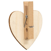 Wooden Leaf Sprig Heart Clips (Set of 12)
