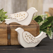 Gold Leaf Wooden Dove Sitters (Set of 2)