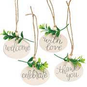 Wooden Oval Floral Love Tag  (4 Count Assortment)