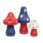 Wooden Americana Mushroom Sitters (Set of 3)