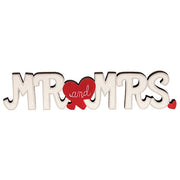 Mr. and Mrs. Wooden Cutout Sitter with Red Hearts