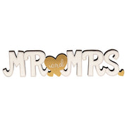 Mr. and Mrs. Wooden Cutout Sitter with Gold Hearts