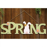 Green Spring & Bunny Cutout Wood Hanger