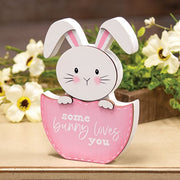 Some Bunny Loves You Hatching Bunny Wooden Sitter