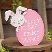 Bunny Kisses Easter Egg Wooden Sitter