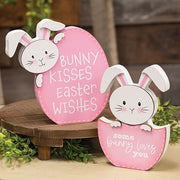 Bunny Kisses Easter Egg Wooden Sitter