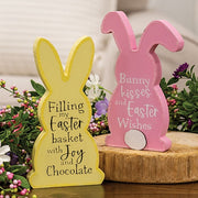 Bunny Kisses/Joy and Chocolate Wooden Bunny Sitter  (2 Count Assortment)