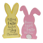 Bunny Kisses/Joy and Chocolate Wooden Bunny Sitter  (2 Count Assortment)
