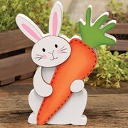 Standing Bunny with Big Carrot Wooden Sitter