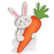 Standing Bunny with Big Carrot Wooden Sitter