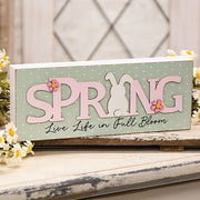 Live Life in Full Bloom Bunny Spring Box Sign