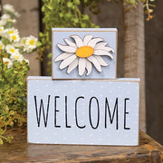 Welcome & Daisy Wooden Blocks (Set of 2)
