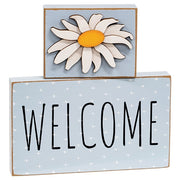 Welcome & Daisy Wooden Blocks (Set of 2)
