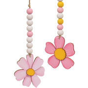 Beaded Pink Flower Ornament  (2 Count Assortment)