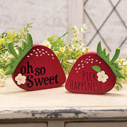 Pick Happiness Wooden Strawberry Sitter