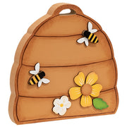 Bees & Flowers Wooden Beehive Sitter