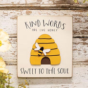 Kind Words Beehive Block Sign