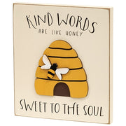 Kind Words Beehive Block Sign