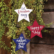 Fourth of July Wooden Star Ornament  (3 Count Assortment)