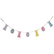 Glittered Wooden Easter Egg & Bunny Garland