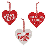 Love You More Wooden Heart Ornament  (3 Count Assortment)