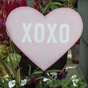 XOXO Pink Heart Planter Stake Topper