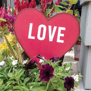 Love Red Heart Planter Stake Topper