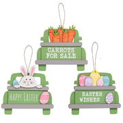 Happy Easter Wooden Pickup Truck Hanger  (3 Count Assortment)