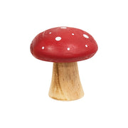 White Dotted Red Wooden Mushrooms (Set of 2)