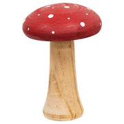 White Dotted Red Wooden Mushrooms (Set of 2)
