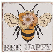 Bee Happy Floral Bee Box Sign  (2 Count Assortment)