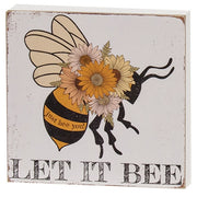Bee Happy Floral Bee Box Sign  (2 Count Assortment)