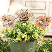 Bee Flower Wooden Plant Stake (Set of 3)