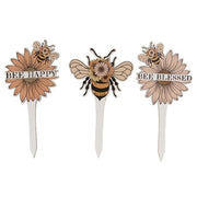 Bee Flower Wooden Plant Stake (Set of 3)