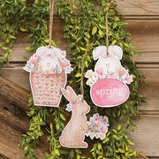 Bunny Basket Wooden Ornaments (Set of 3)