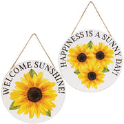 Sunny Day Round Sunflower Sign  (2 Count Assortment)