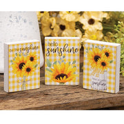 Sunflower Gingham Mini Rectangle Block  (3 Count Assortment)