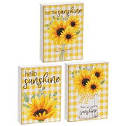 Sunflower Gingham Mini Rectangle Block  (3 Count Assortment)