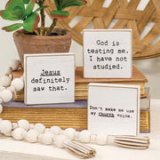 God Is Testing Me Mini Square Block  (3 Count Assortment)