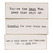 Grateful For Your Crazy Thin Rectangle Block  (3 Count Assortment)
