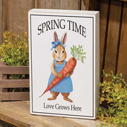 Spring Time Love Grows Here Bunny Box Sign