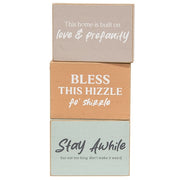 Bless This Hizzle Rectangle Block  (3 Count Assortment)