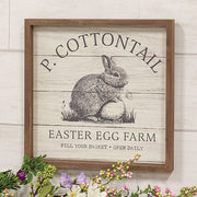 P. Cottontail Easter Egg Farm Slat Look Framed Sign