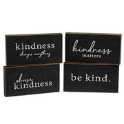 Kindness Sentiment Distressed Wooden Block  (4 Count Assortment)