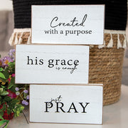 Faith Sentiment Distressed Wooden Block  (3 Count Assortment)