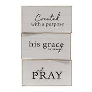Faith Sentiment Distressed Wooden Block  (3 Count Assortment)