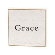 Inspirational Faith Word White Wooden Square Block  (6 Count Assortment)
