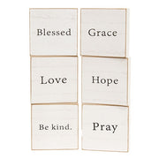 Inspirational Faith Word White Wooden Square Block  (6 Count Assortment)